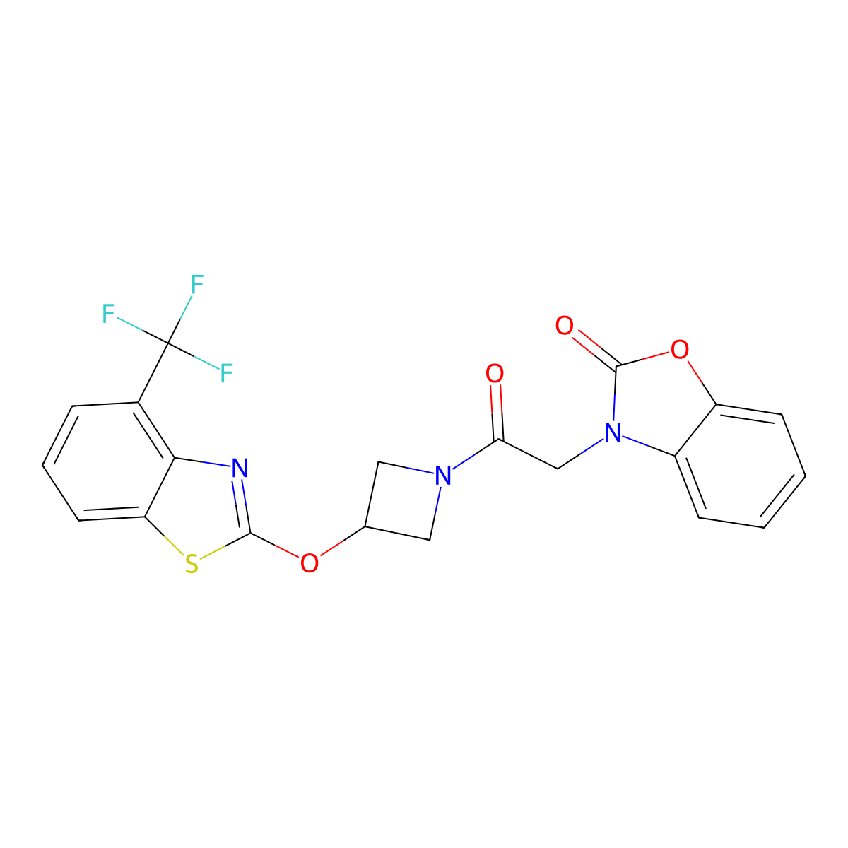 3-[2-Oxo-2-(3-{[4-(trifluoromethyl)-1,3-benzothiazol-2-yl]oxy}azetidin-1-yl)ethyl]-2,3-dihydro-1,3-benzoxazol-2-one molecular structure, CAS 1421472-29-8