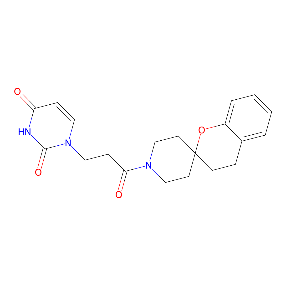 1-(3-oxo-3-(spiro[chroman-2,4'-piperidin]-1'-yl)propyl)pyrimidine-2,4(1H,3H)-dione molecular structure, CAS 1421472-36-7