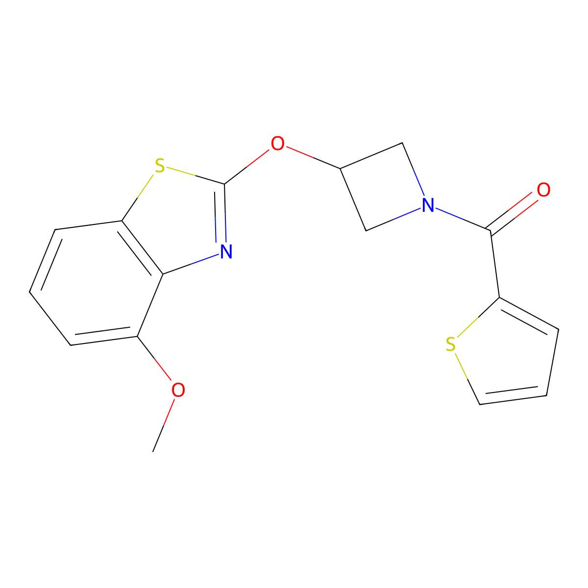 (3-((4-Methoxybenzo[d]thiazol-2-yl)oxy)azetidin-1-yl)(thiophen-2-yl)methanone molecular structure, CAS 1421472-37-8