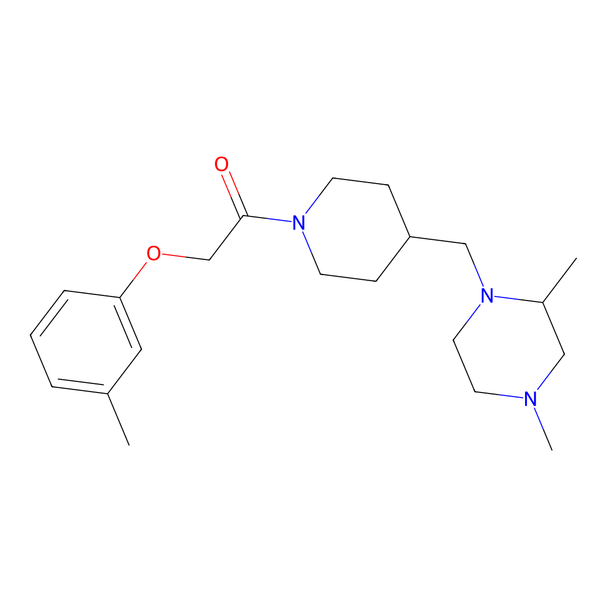 1-(4-((2,4-Dimethylpiperazin-1-yl)methyl)piperidin-1-yl)-2-(m-tolyloxy)ethanone molecular structure, CAS 1421472-39-0