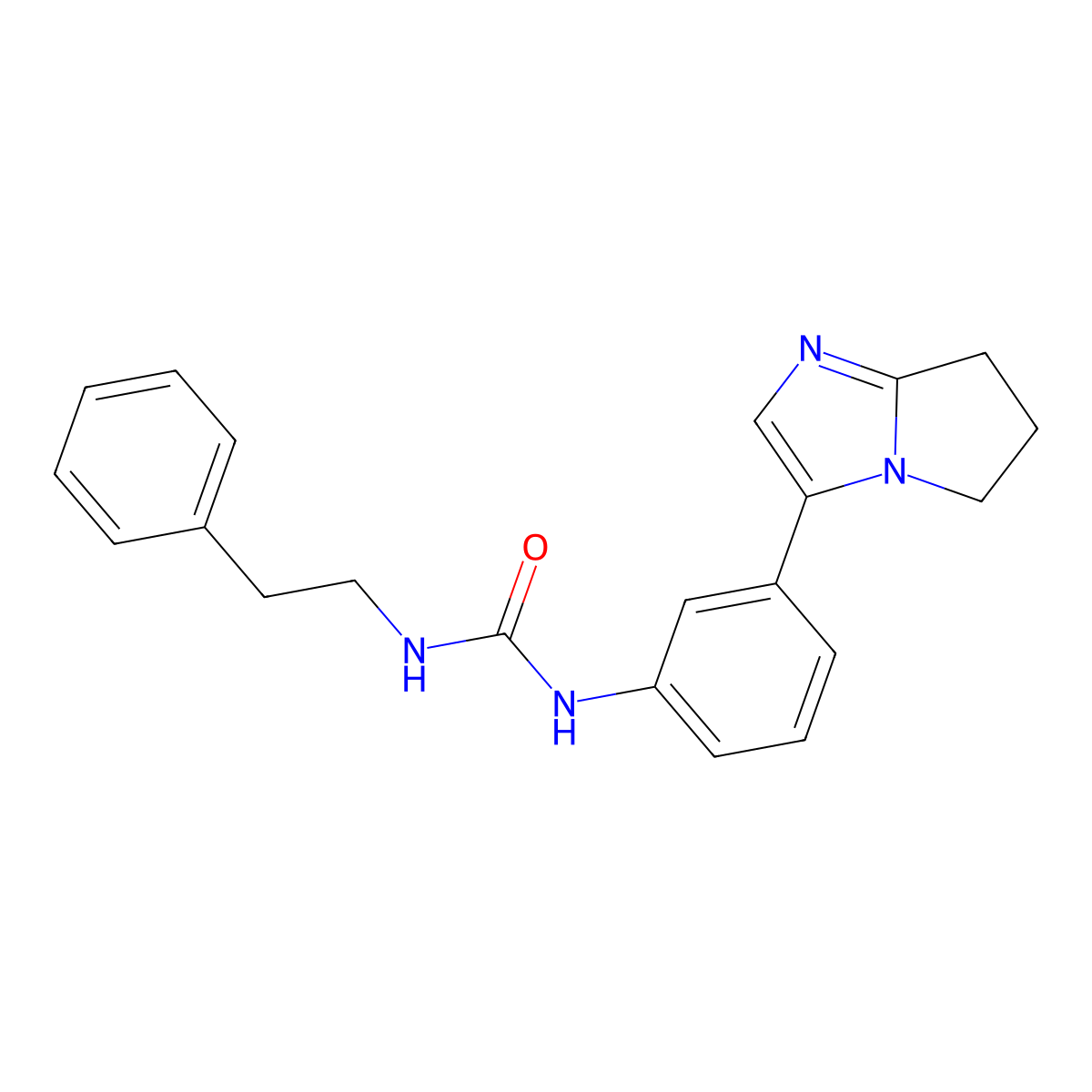 1-(3-(6,7-dihydro-5H-pyrrolo[1,2-a]imidazol-3-yl)phenyl)-3-phenethylurea molecular structure, CAS 1421472-46-9