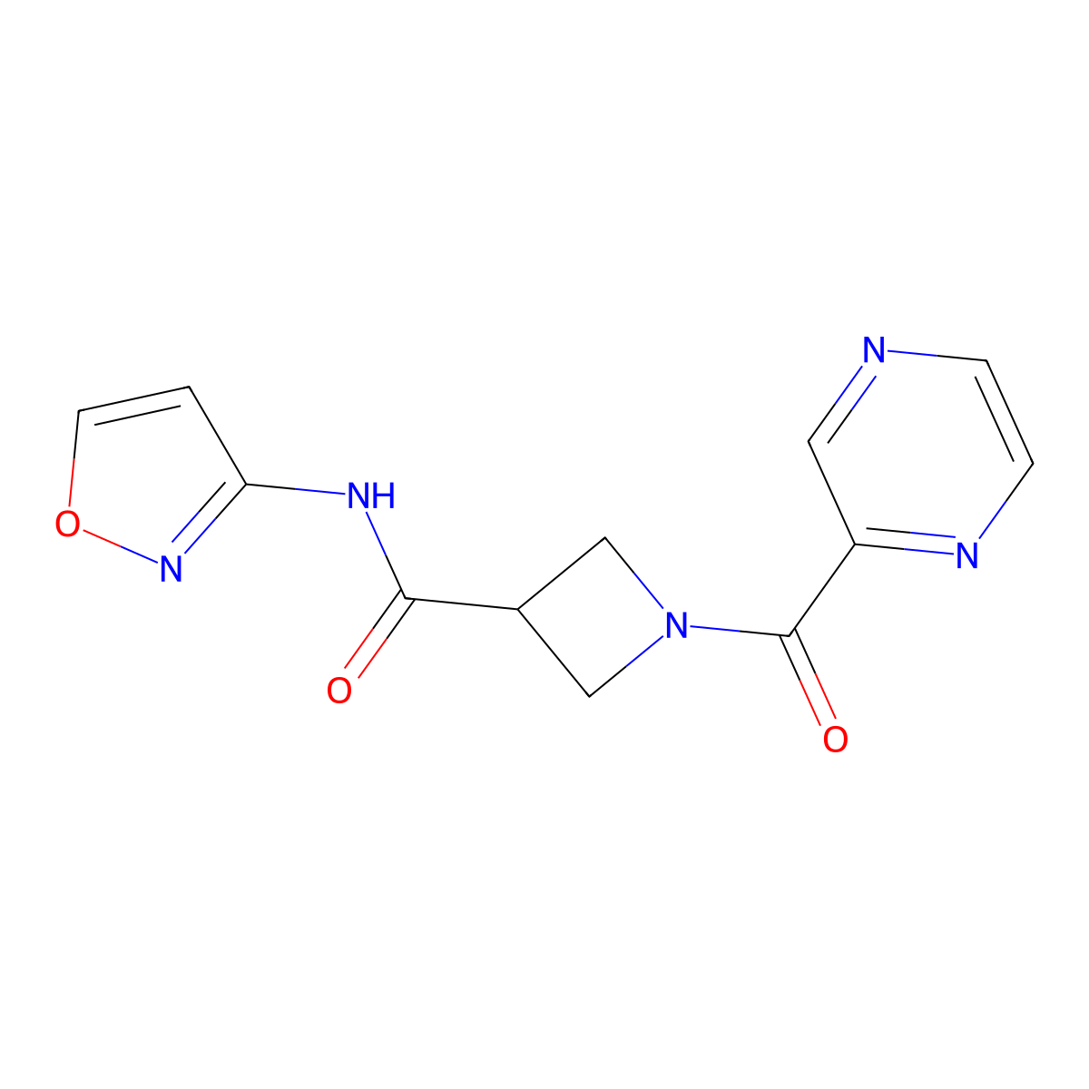N-(isoxazol-3-yl)-1-(pyrazine-2-carbonyl)azetidine-3-carboxamide molecular structure, CAS 1421472-52-7