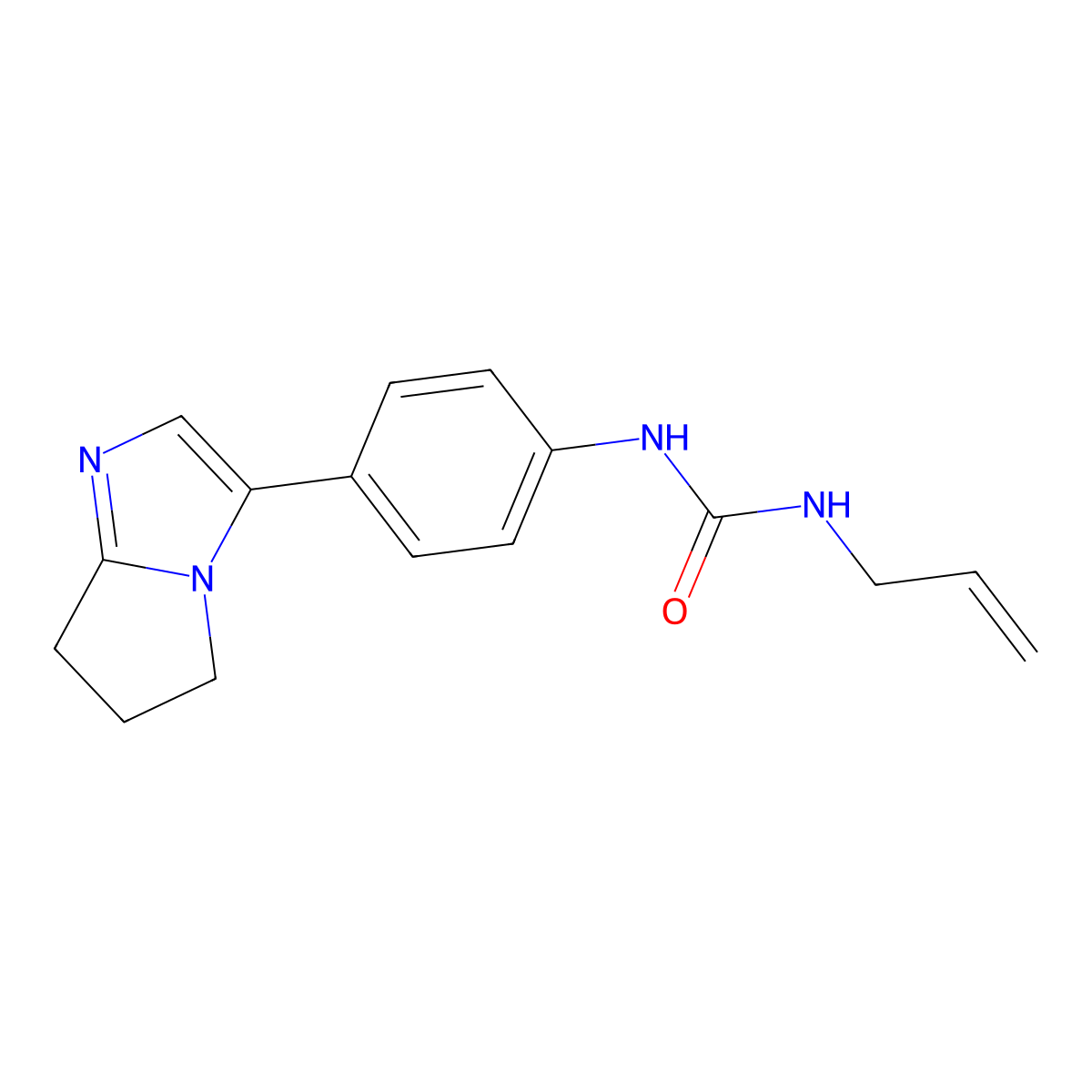 1-allyl-3-(4-(6,7-dihydro-5H-pyrrolo[1,2-a]imidazol-3-yl)phenyl)urea molecular structure, CAS 1421472-65-2