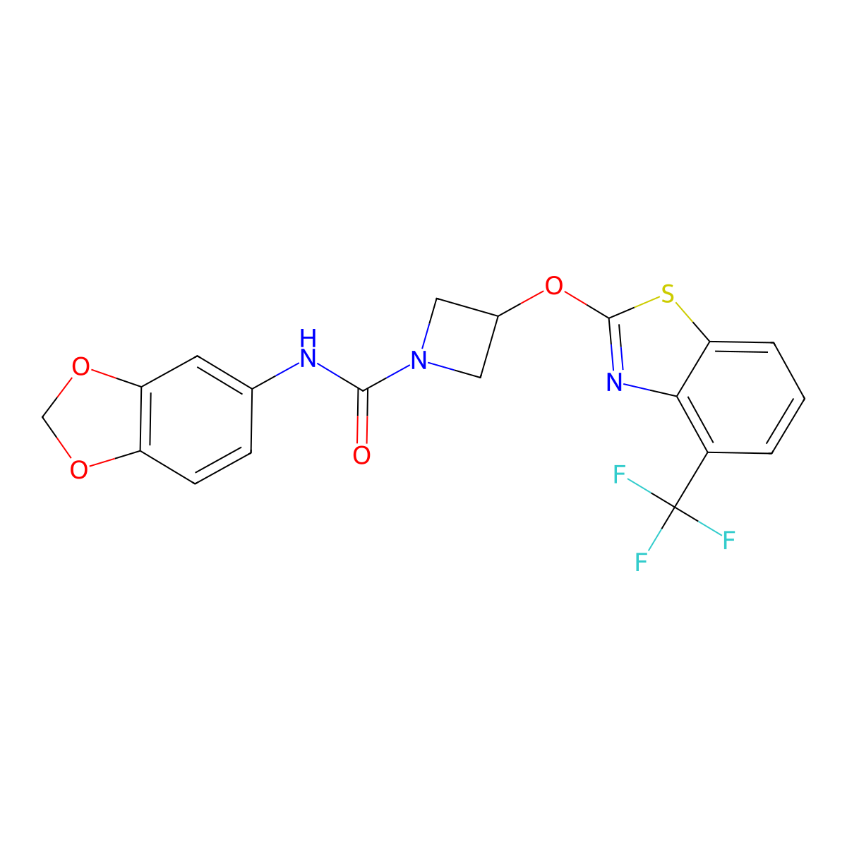 N-(benzo[d][1,3]dioxol-5-yl)-3-((4-(trifluoromethyl)benzo[d]thiazol-2-yl)oxy)azetidine-1-carboxamide molecular structure, CAS 1421472-70-9