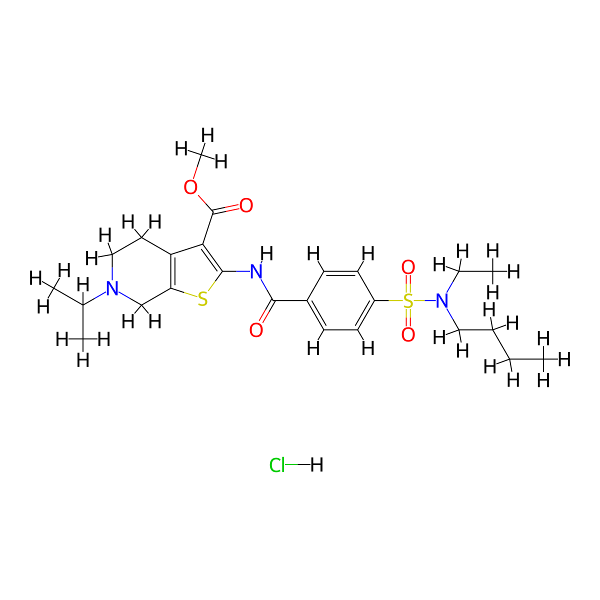 methyl 2-(4-(N-butyl-N-ethylsulfamoyl)benzamido)-6-isopropyl-4,5,6,7-tetrahydrothieno[2,3-c]pyridine-3-carboxylate hydrochloride molecular structure, CAS 1421472-74-3