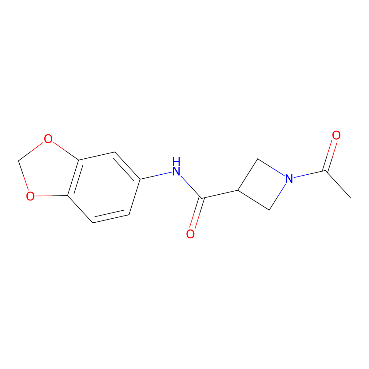 1-acetyl-N-(benzo[d][1,3]dioxol-5-yl)azetidine-3-carboxamide molecular structure, CAS 1421472-93-6