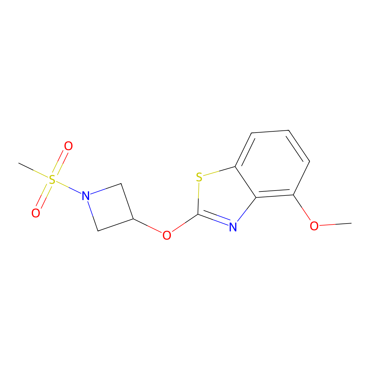 4-Methoxy-2-((1-(methylsulfonyl)azetidin-3-yl)oxy)benzo[d]thiazole molecular structure, CAS 1421473-04-2