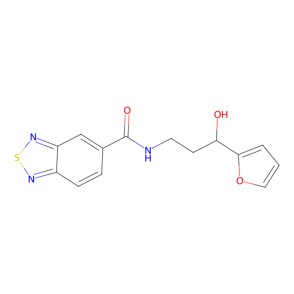 N-(3-(furan-2-yl)-3-hydroxypropyl)benzo[c][1,2,5]thiadiazole-5-carboxamide molecular structure, CAS 1421473-15-5
