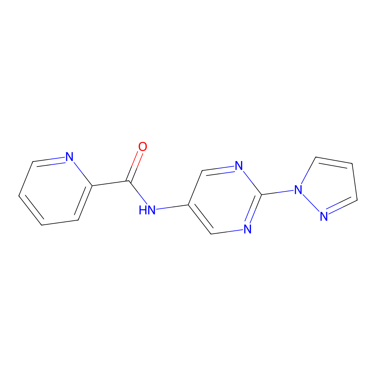 N-(2-(1H-pyrazol-1-yl)pyrimidin-5-yl)picolinamide molecular structure, CAS 1421473-24-6