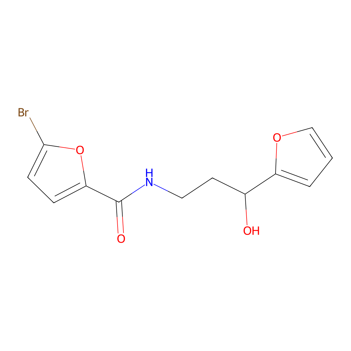 5-Bromo-N-[3-(furan-2-YL)-3-hydroxypropyl]furan-2-carboxamide molecular structure, CAS 1421473-32-6