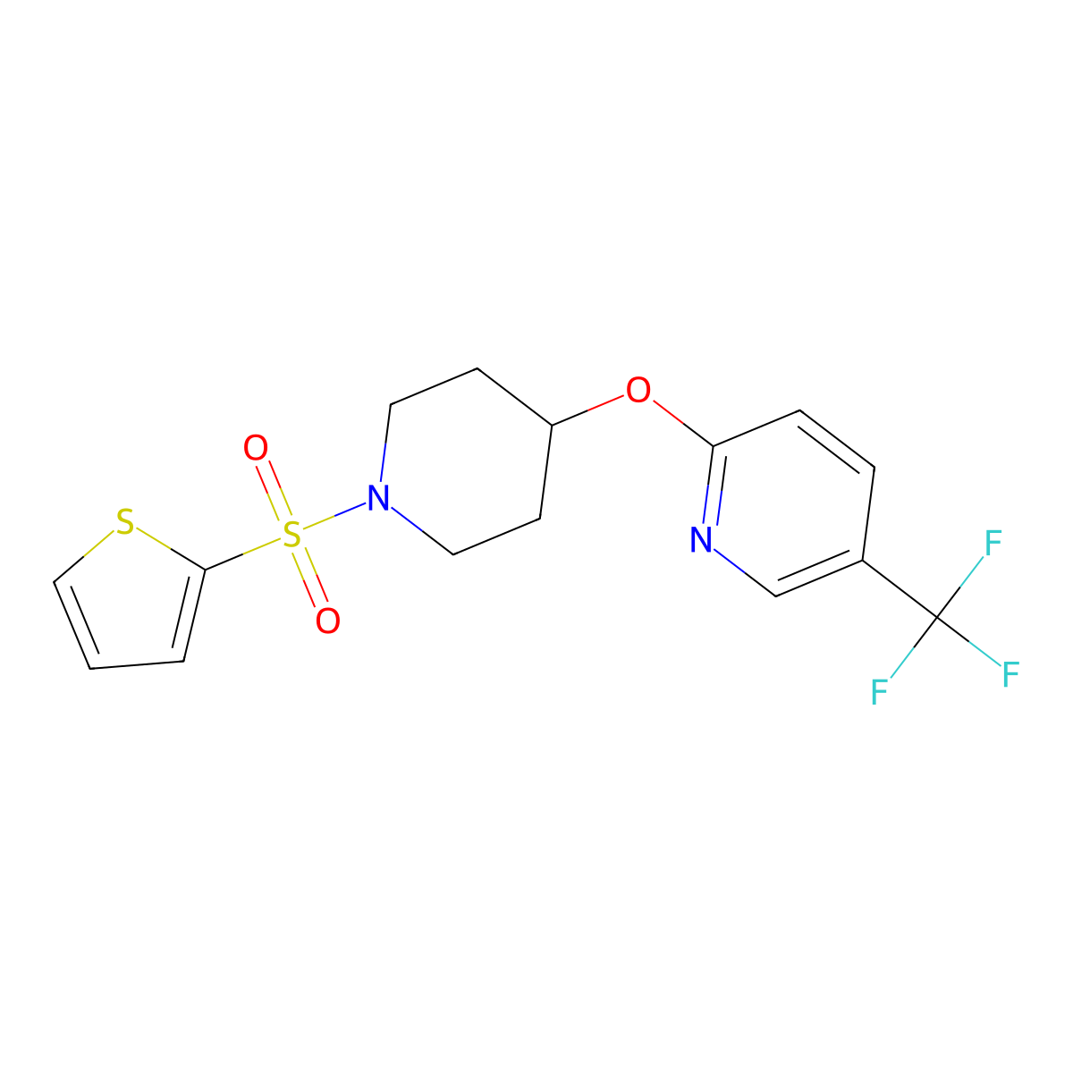 2-((1-(Thiophen-2-ylsulfonyl)piperidin-4-yl)oxy)-5-(trifluoromethyl)pyridine molecular structure, CAS 1421473-34-8