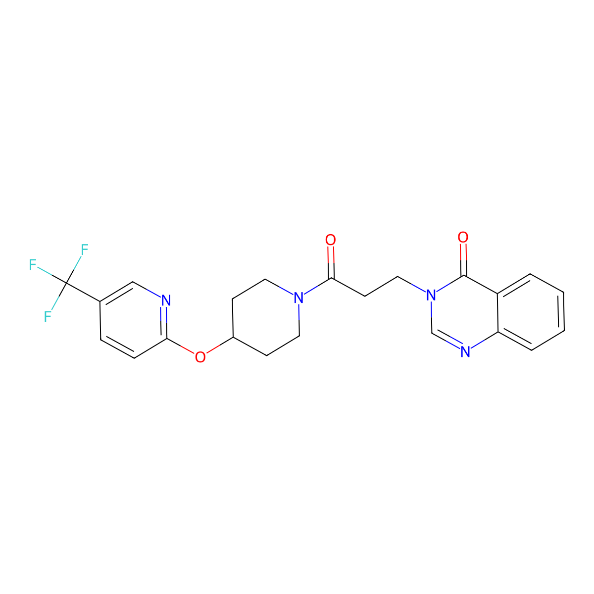 3-(3-oxo-3-(4-((5-(trifluoromethyl)pyridin-2-yl)oxy)piperidin-1-yl)propyl)quinazolin-4(3H)-one molecular structure, CAS 1421473-38-2