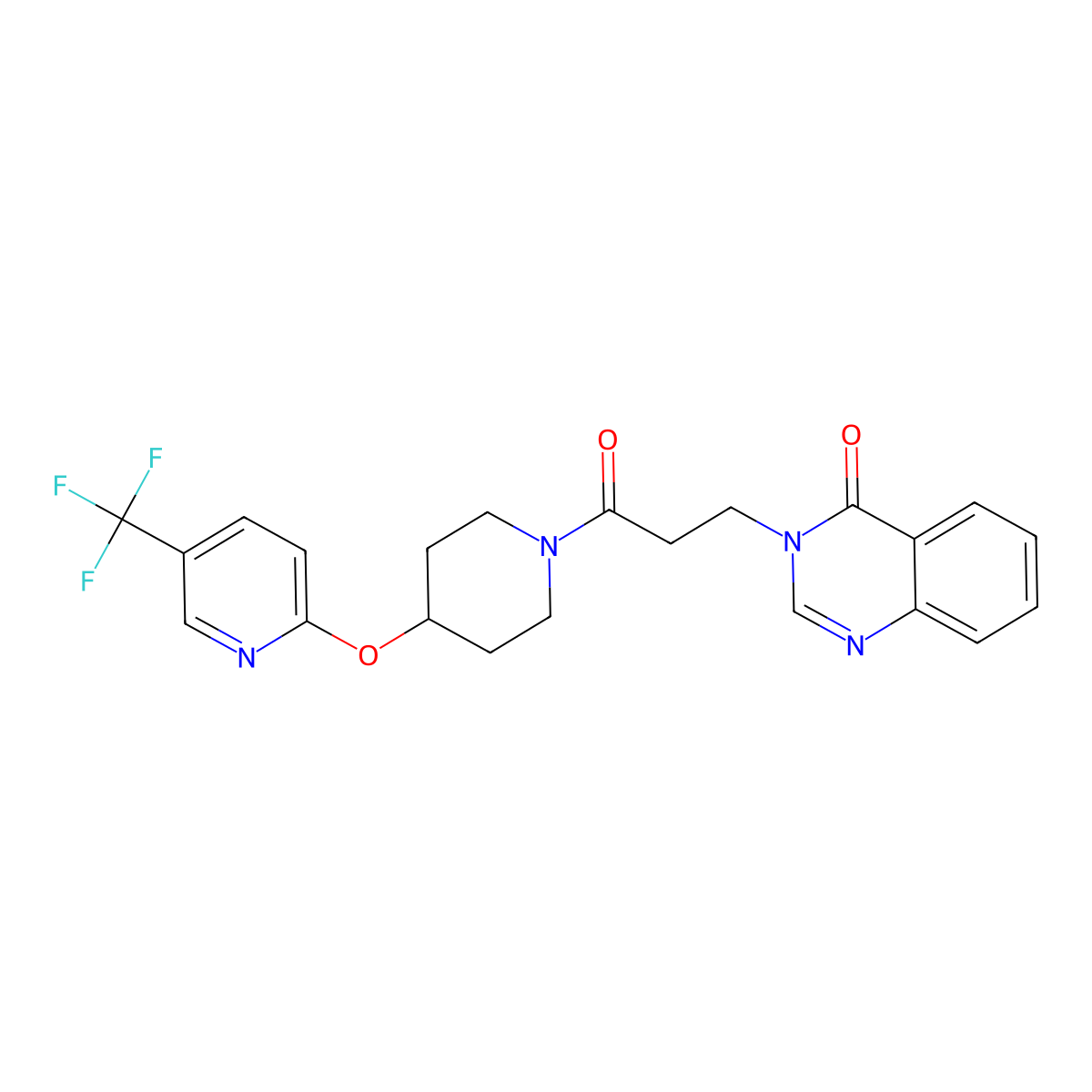 3-(3-oxo-3-(4-((5-(trifluoromethyl)pyridin-2-yl)oxy)piperidin-1-yl)propyl)quinazolin-4(3H)-one molecular structure, CAS 1421473-38-2