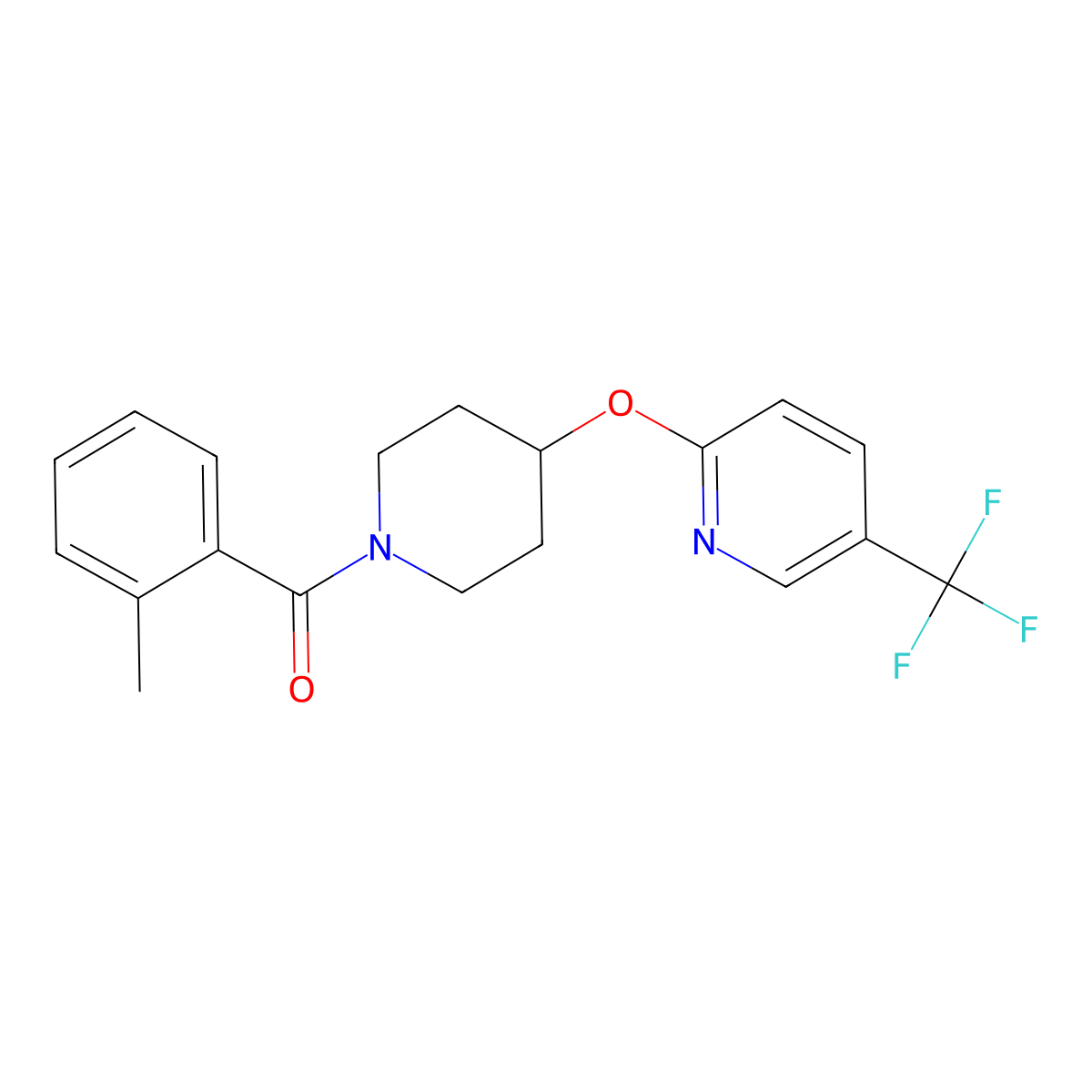 o-Tolyl(4-((5-(trifluoromethyl)pyridin-2-yl)oxy)piperidin-1-yl)methanone molecular structure, CAS 1421473-50-8