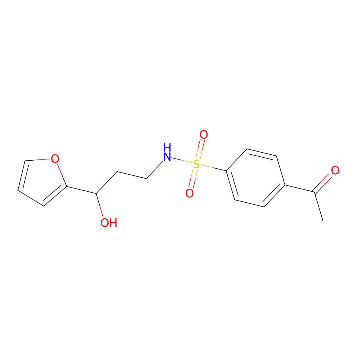 4-acetyl-N-(3-(furan-2-yl)-3-hydroxypropyl)benzenesulfonamide molecular structure, CAS 1421473-62-2