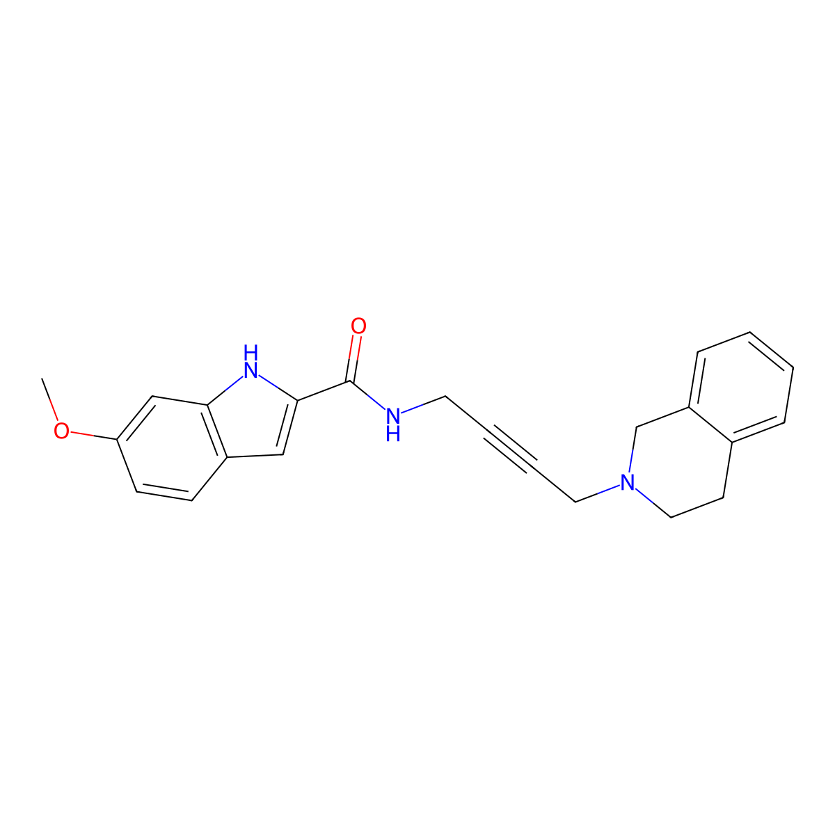 N-(4-(3,4-dihydroisoquinolin-2(1H)-yl)but-2-yn-1-yl)-6-methoxy-1H-indole-2-carboxamide molecular structure, CAS 1421473-65-5