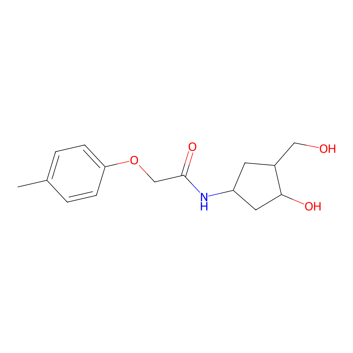 N-(3-hydroxy-4-(hydroxymethyl)cyclopentyl)-2-(p-tolyloxy)acetamide molecular structure, CAS 1421473-72-4