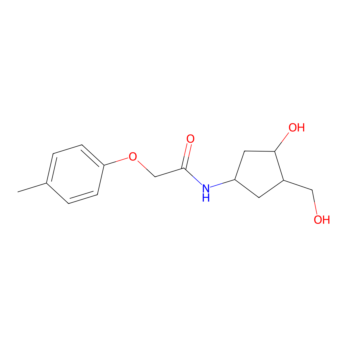N-(3-hydroxy-4-(hydroxymethyl)cyclopentyl)-2-(p-tolyloxy)acetamide molecular structure, CAS 1421473-72-4