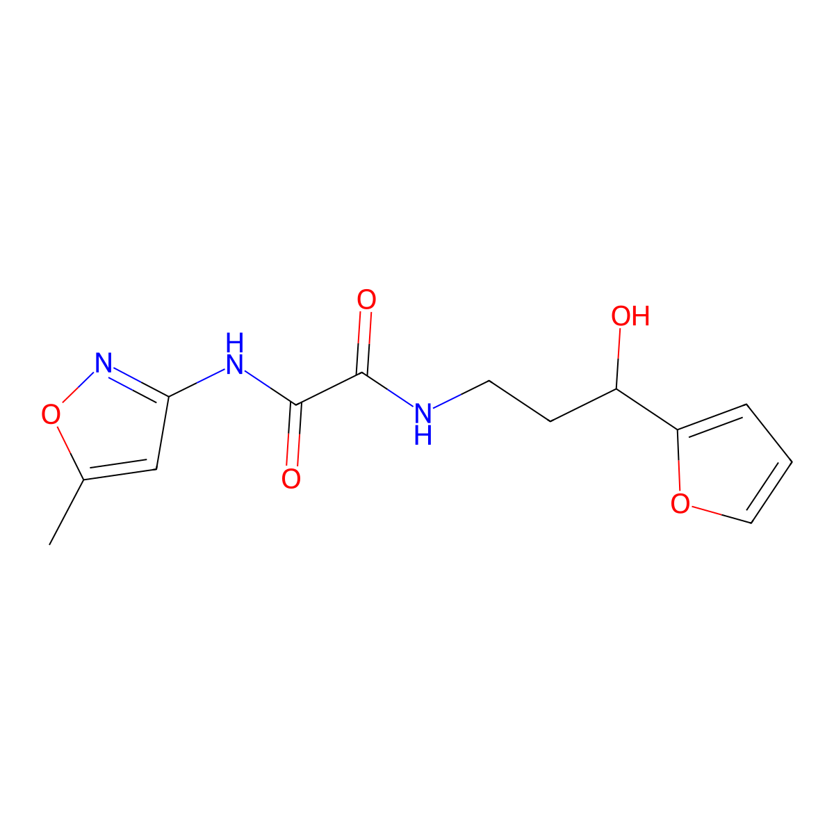 N1-(3-(furan-2-yl)-3-hydroxypropyl)-N2-(5-methylisoxazol-3-yl)oxalamide molecular structure, CAS 1421473-79-1