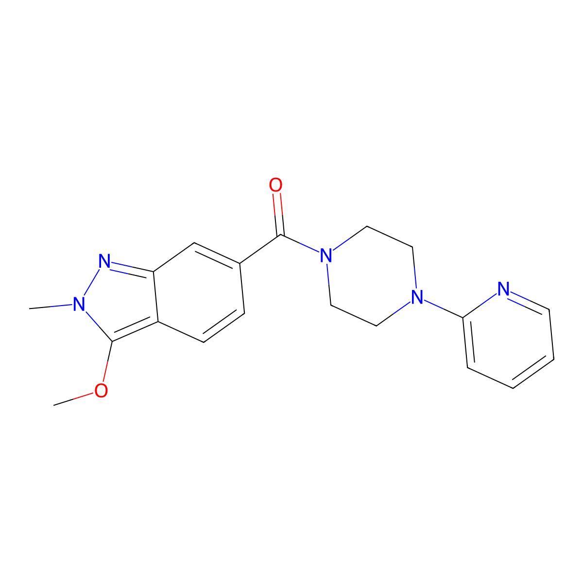 (3-methoxy-2-methyl-2H-indazol-6-yl)(4-(pyridin-2-yl)piperazin-1-yl)methanone molecular structure, CAS 1421473-84-8