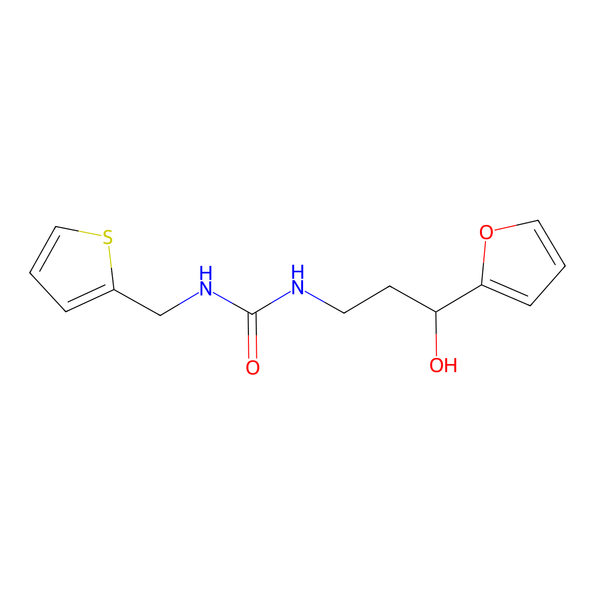 1-(3-(Furan-2-yl)-3-hydroxypropyl)-3-(thiophen-2-ylmethyl)urea molecular structure, CAS 1421473-95-1