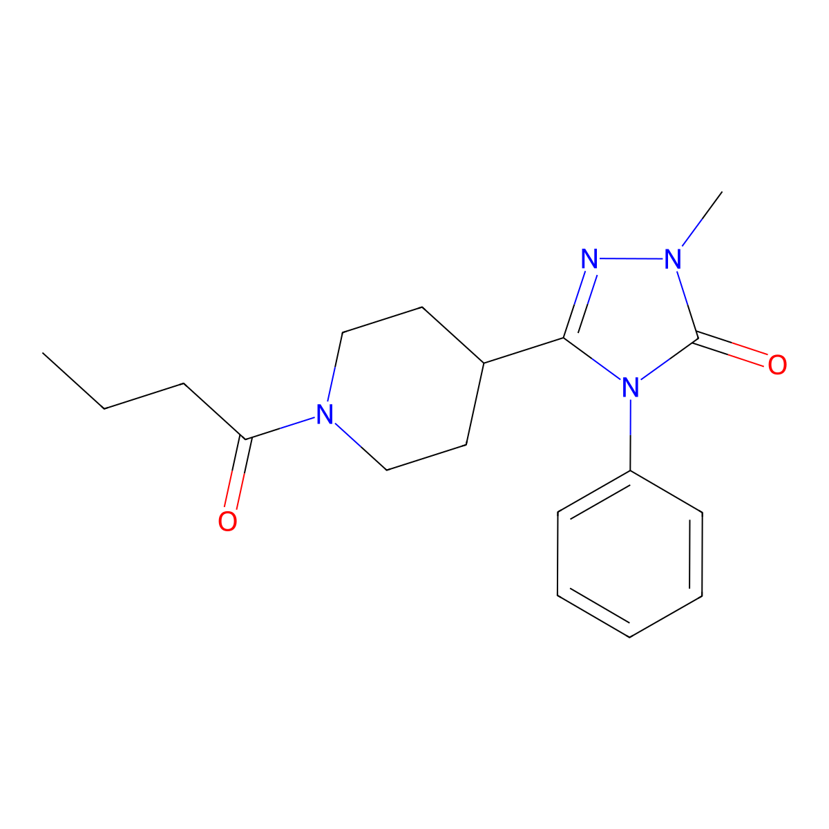 3-(1-butyrylpiperidin-4-yl)-1-methyl-4-phenyl-1H-1,2,4-triazol-5(4H)-one molecular structure, CAS 1421473-98-4