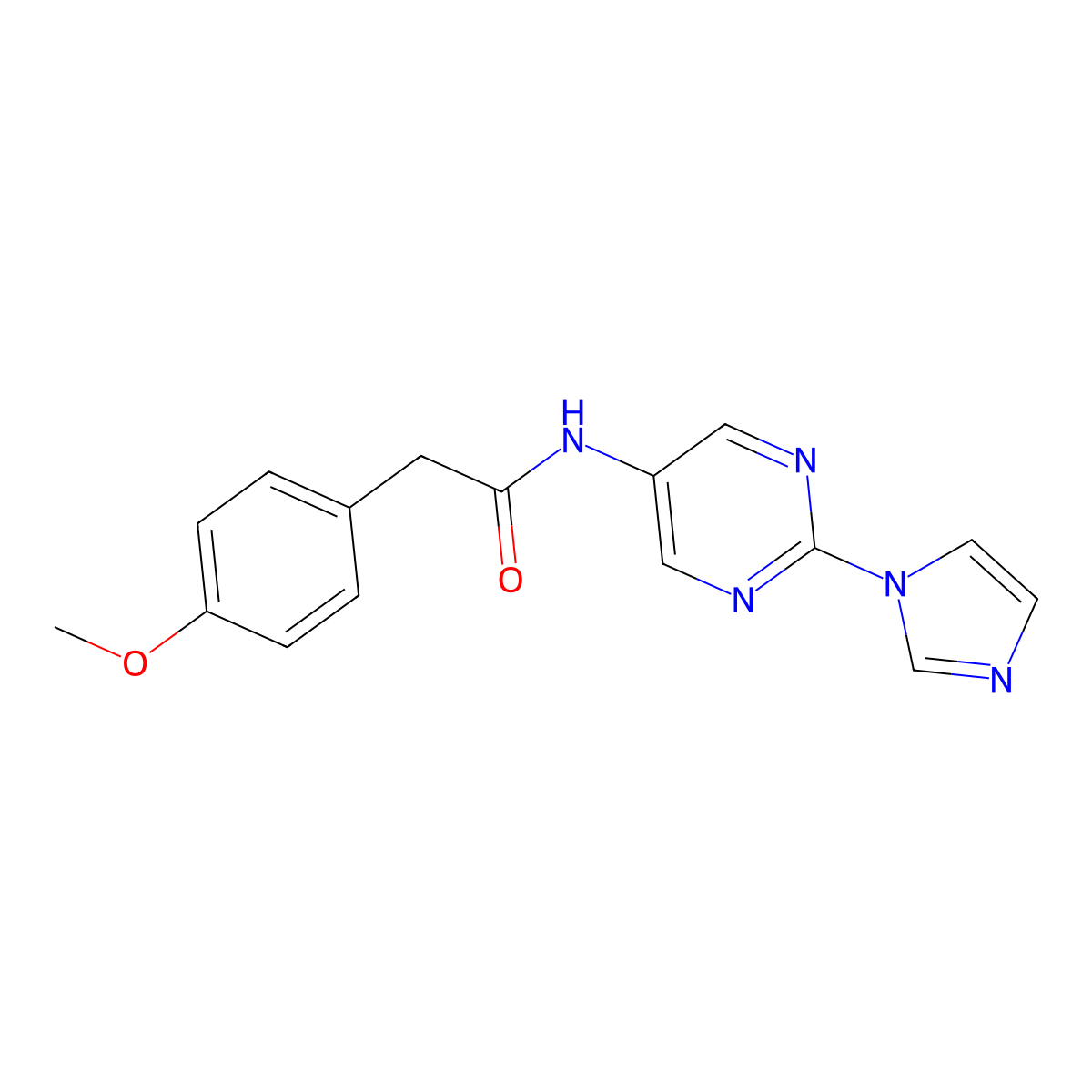 N-(2-(1H-imidazol-1-yl)pyrimidin-5-yl)-2-(4-methoxyphenyl)acetamide molecular structure, CAS 1421474-04-5