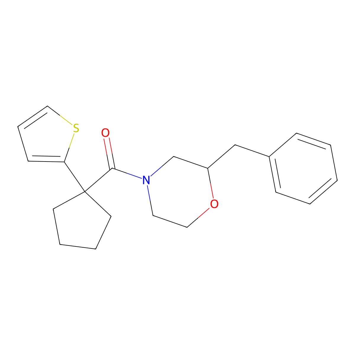 (2-Benzylmorpholino)(1-(thiophen-2-yl)cyclopentyl)methanone molecular structure, CAS 1421474-17-0
