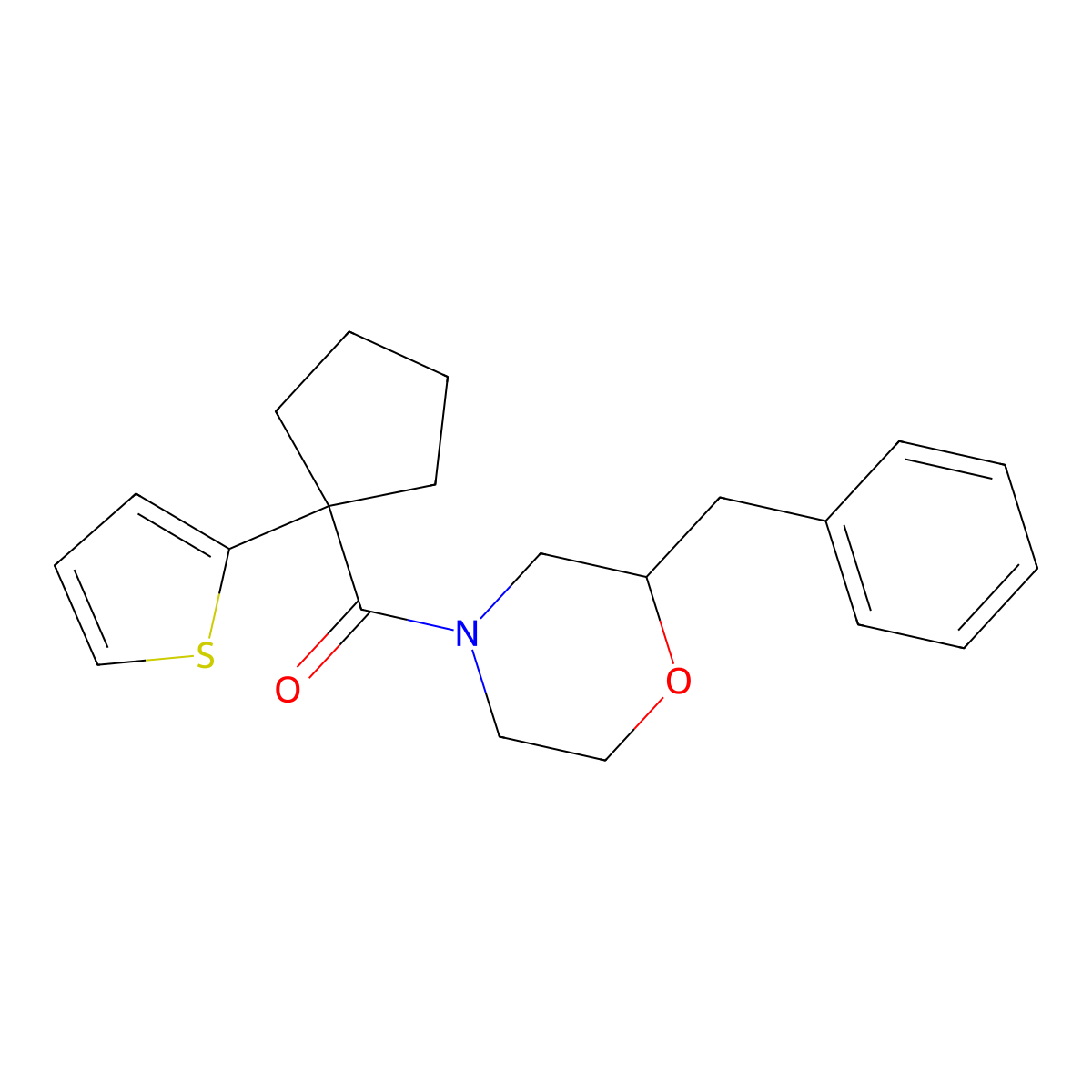 (2-Benzylmorpholino)(1-(thiophen-2-yl)cyclopentyl)methanone molecular structure, CAS 1421474-17-0