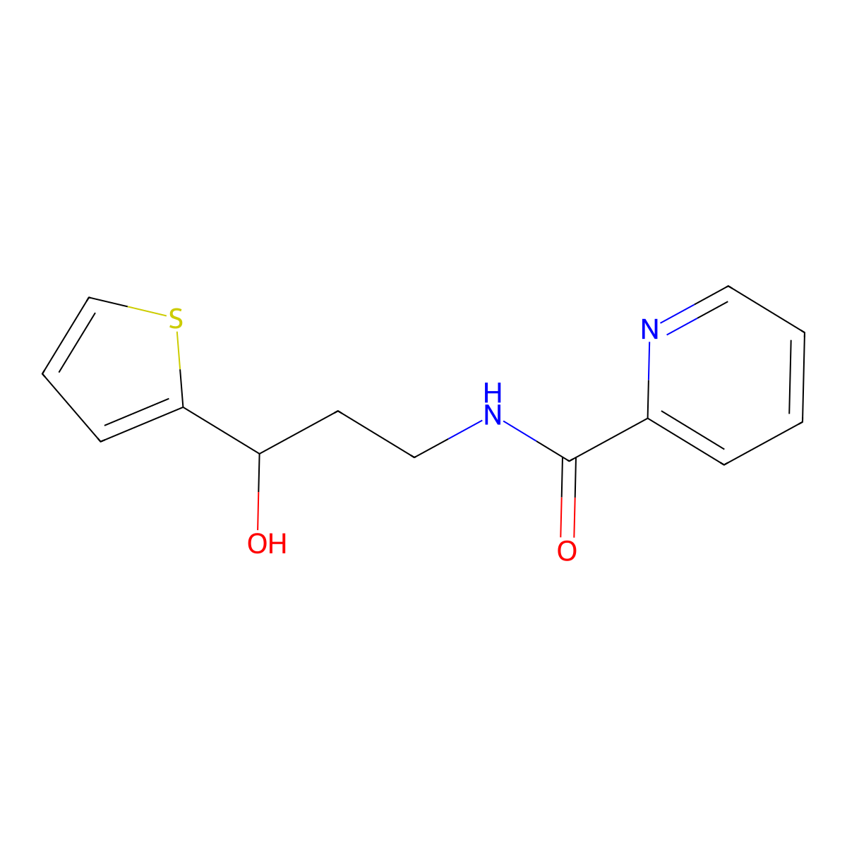 N-(3-hydroxy-3-(thiophen-2-yl)propyl)picolinamide molecular structure, CAS 1421474-20-5