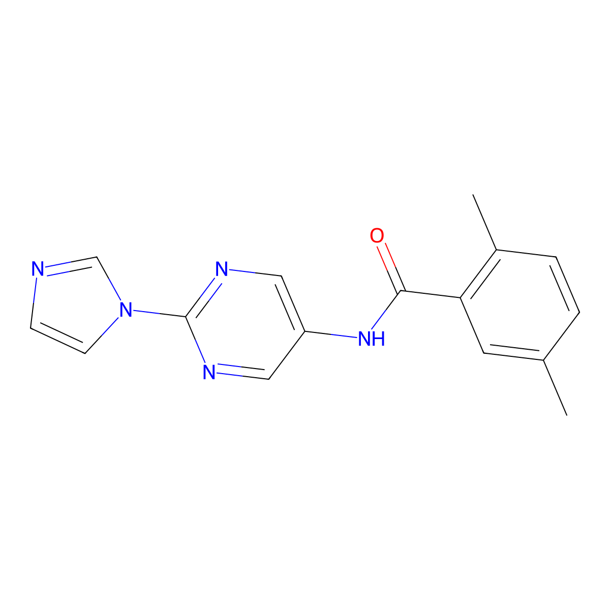 N-[2-(1H-imidazol-1-yl)pyrimidin-5-yl]-2,5-dimethylbenzamide molecular structure, CAS 1421474-23-8