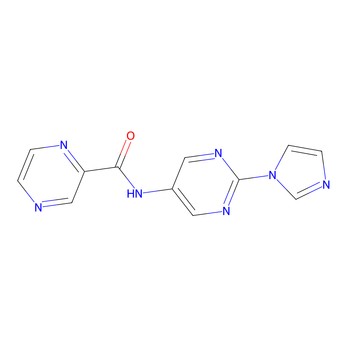 N-[2-(1H-imidazol-1-yl)pyrimidin-5-yl]pyrazine-2-carboxamide molecular structure, CAS 1421474-42-1