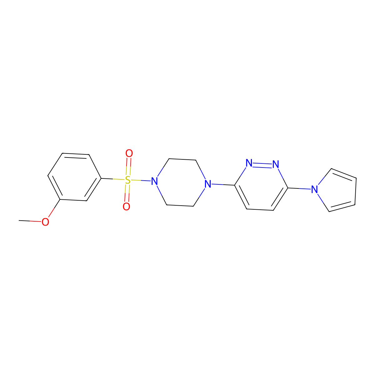 3-(4-((3-methoxyphenyl)sulfonyl)piperazin-1-yl)-6-(1H-pyrrol-1-yl)pyridazine molecular structure, CAS 1421474-60-3