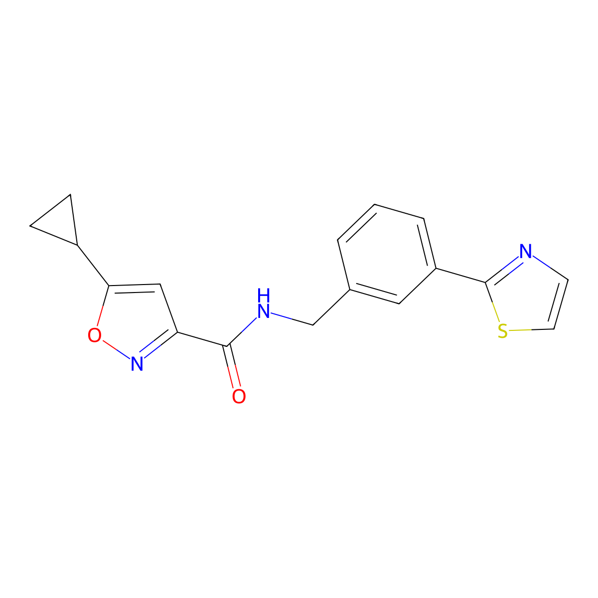 5-cyclopropyl-N-(3-(thiazol-2-yl)benzyl)isoxazole-3-carboxamide molecular structure, CAS 1421474-64-7