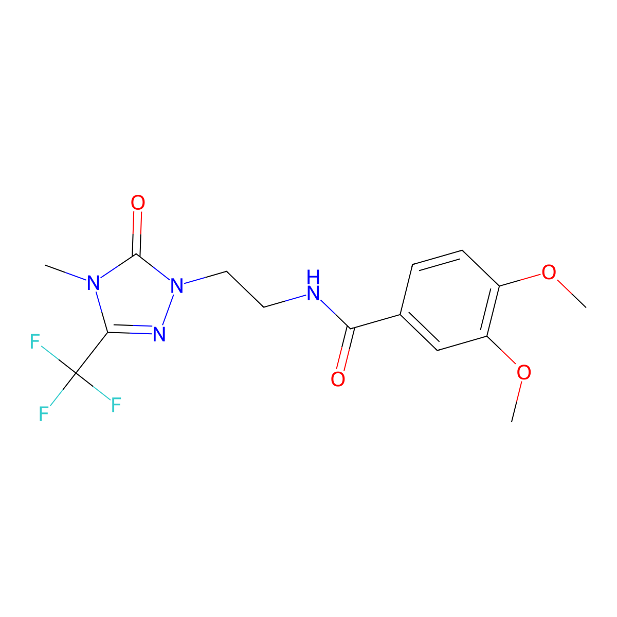 3,4-dimethoxy-N-{2-[4-methyl-5-oxo-3-(trifluoromethyl)-4,5-dihydro-1H-1,2,4-triazol-1-yl]ethyl}benzamide molecular structure, CAS 1421474-93-2