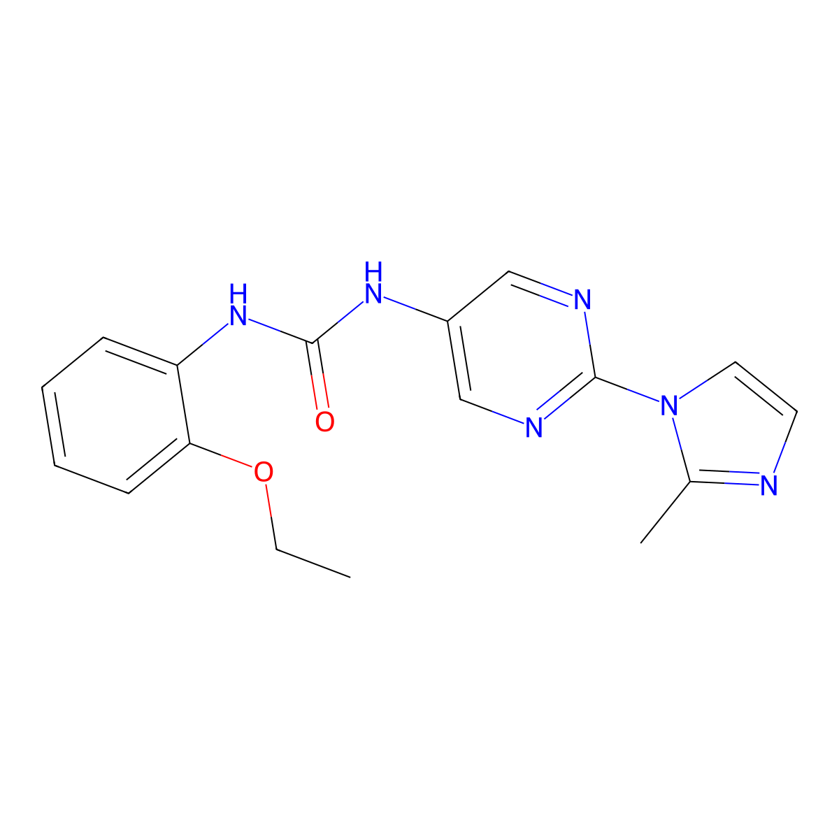 1-(2-ethoxyphenyl)-3-(2-(2-methyl-1H-imidazol-1-yl)pyrimidin-5-yl)urea molecular structure, CAS 1421475-01-5