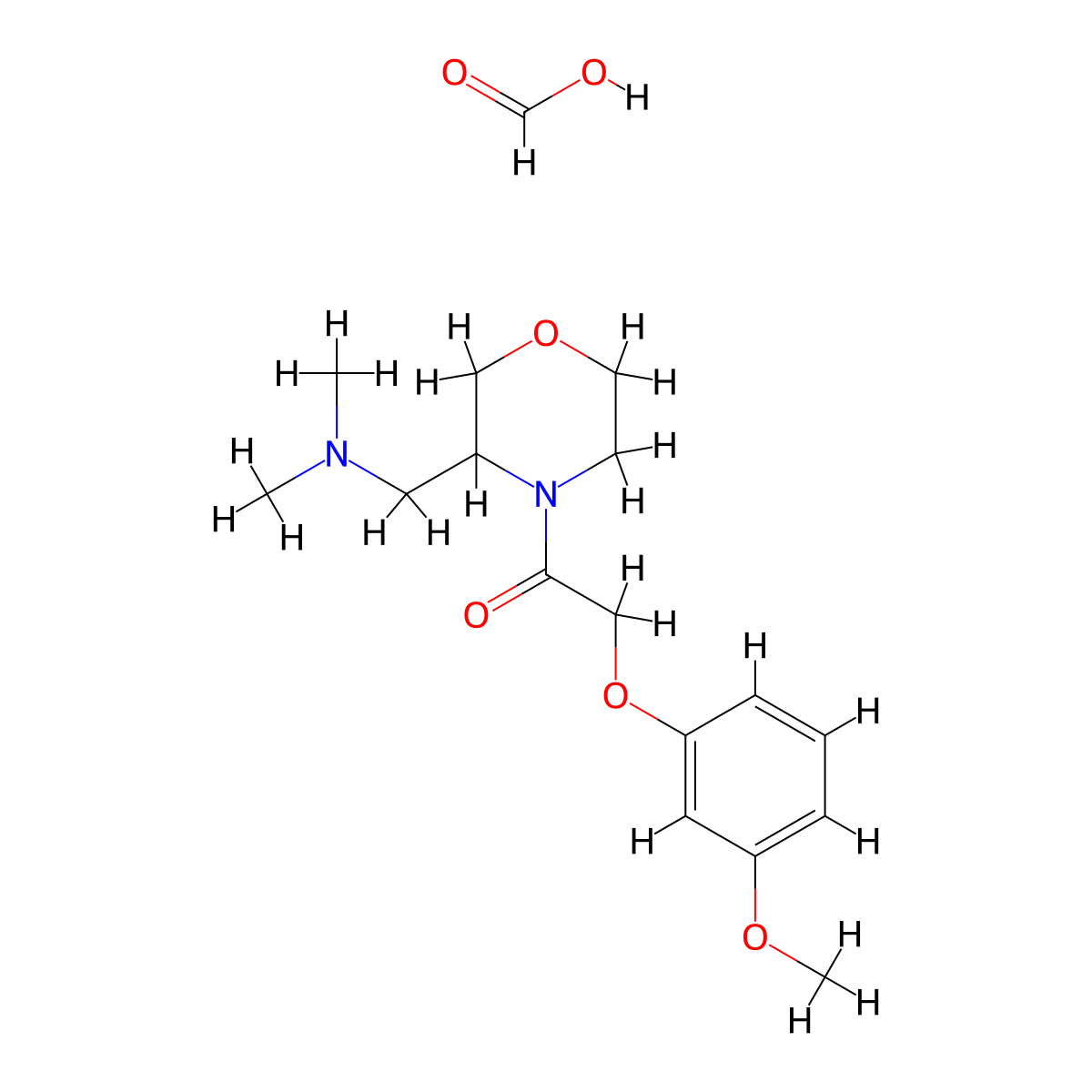 1-(3-((Dimethylamino)methyl)morpholino)-2-(3-methoxyphenoxy)ethanone formate molecular structure, CAS 1421475-29-7