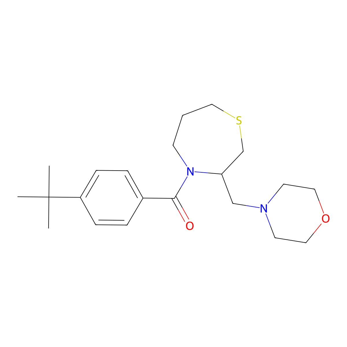 (4-(Tert-butyl)phenyl)(3-(morpholinomethyl)-1,4-thiazepan-4-yl)methanone molecular structure, CAS 1421475-32-2