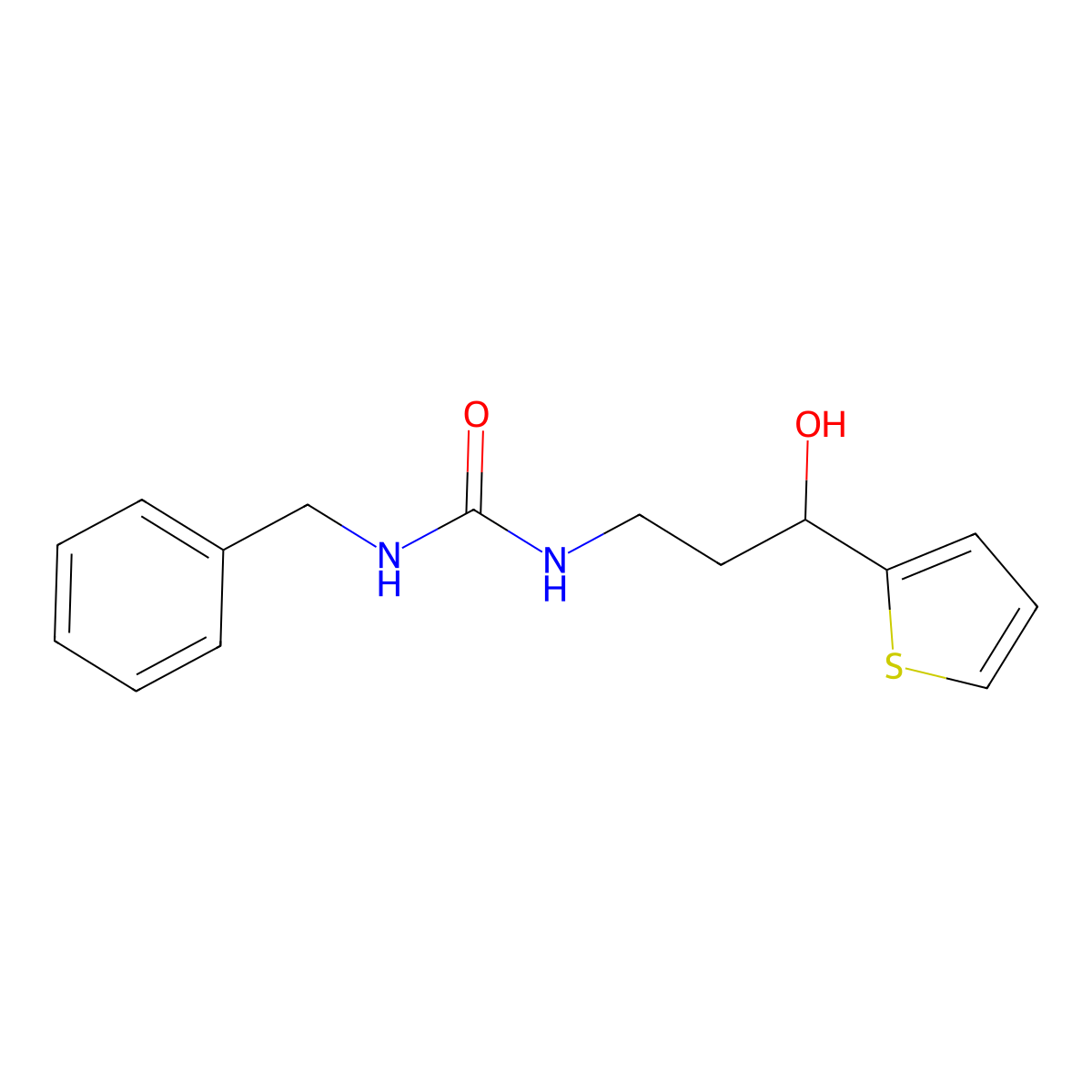 1-Benzyl-3-[3-hydroxy-3-(thiophen-2-YL)propyl]urea molecular structure, CAS 1421475-35-5
