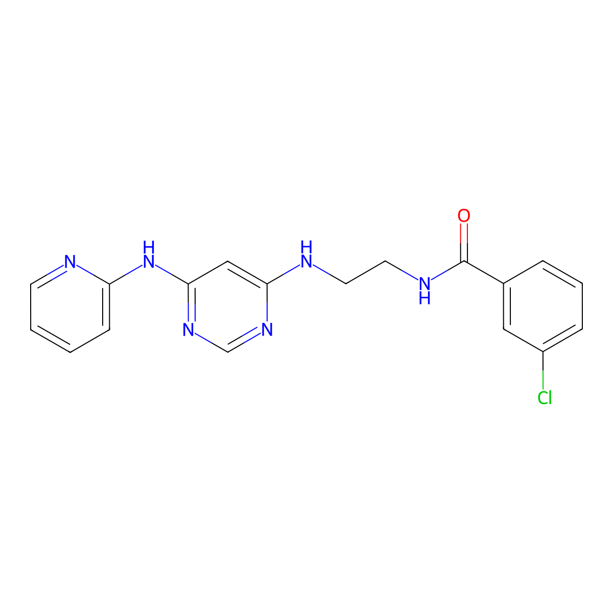 3-chloro-N-(2-((6-(pyridin-2-ylamino)pyrimidin-4-yl)amino)ethyl)benzamide molecular structure, CAS 1421475-39-9