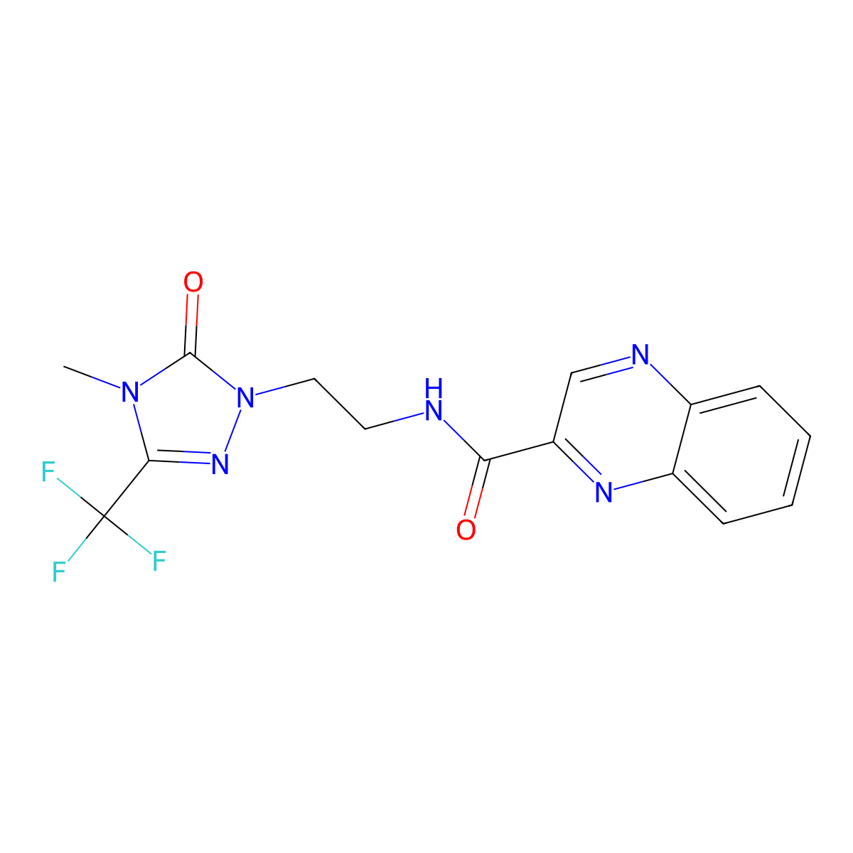 N-{2-[4-methyl-5-oxo-3-(trifluoromethyl)-4,5-dihydro-1H-1,2,4-triazol-1-yl]ethyl}quinoxaline-2-carboxamide molecular structure, CAS 1421475-42-4