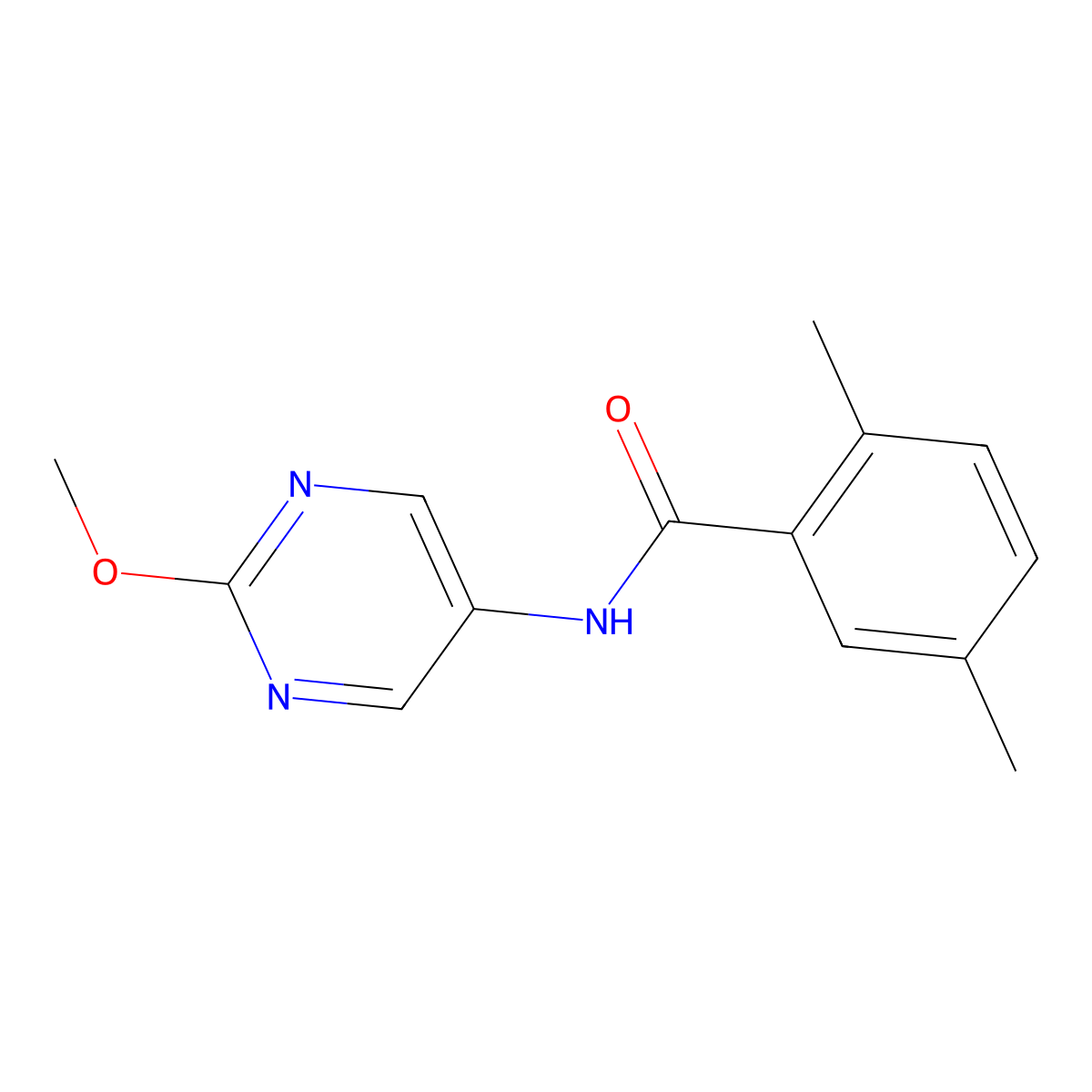 N-(2-methoxypyrimidin-5-yl)-2,5-dimethylbenzamide molecular structure, CAS 1421475-49-1
