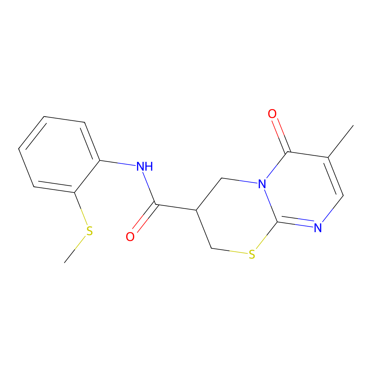 7-methyl-N-(2-(methylthio)phenyl)-6-oxo-2,3,4,6-tetrahydropyrimido[2,1-b][1,3]thiazine-3-carboxamide molecular structure, CAS 1421475-86-6