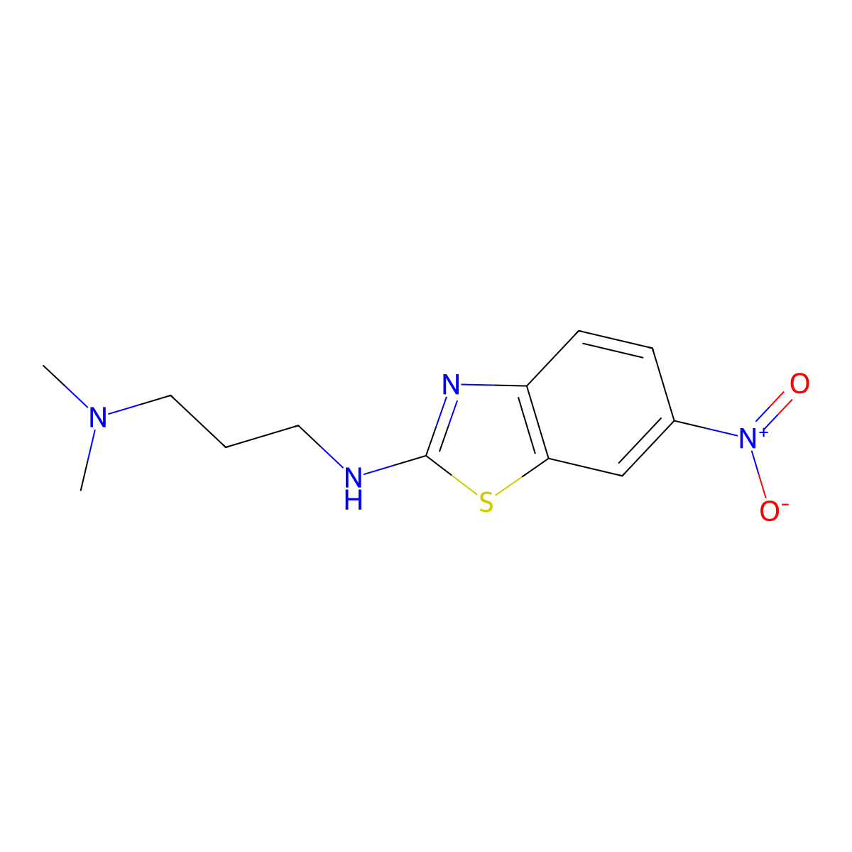 N1,N1-dimethyl-N3-(6-nitrobenzo[d]thiazol-2-yl)propane-1,3-diamine molecular structure, CAS 1421475-87-7