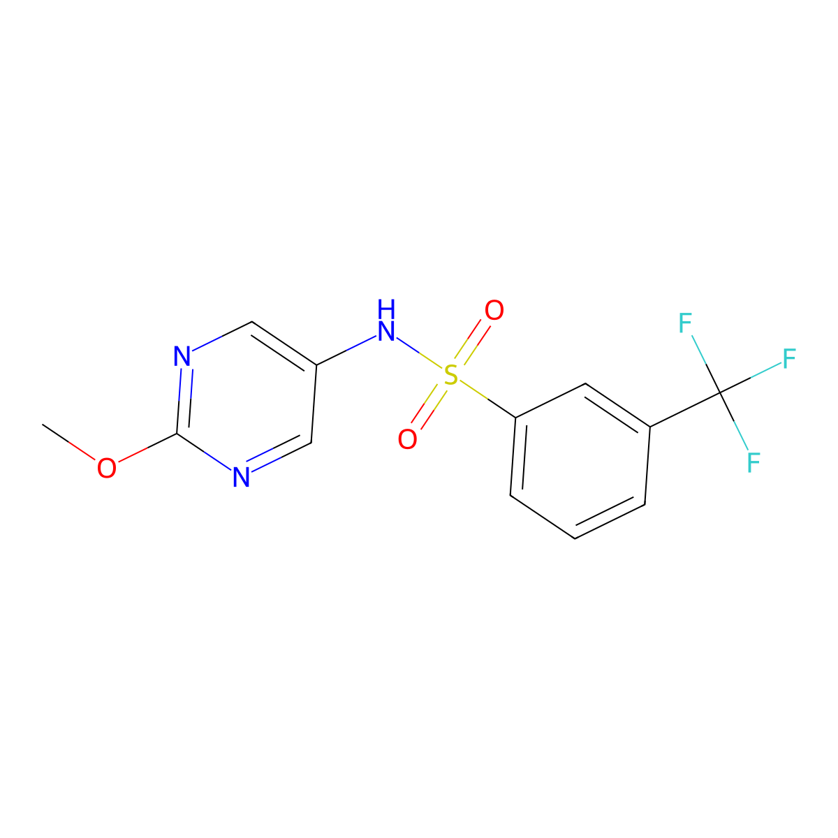 N-(2-methoxypyrimidin-5-yl)-3-(trifluoromethyl)benzenesulfonamide molecular structure, CAS 1421475-90-2