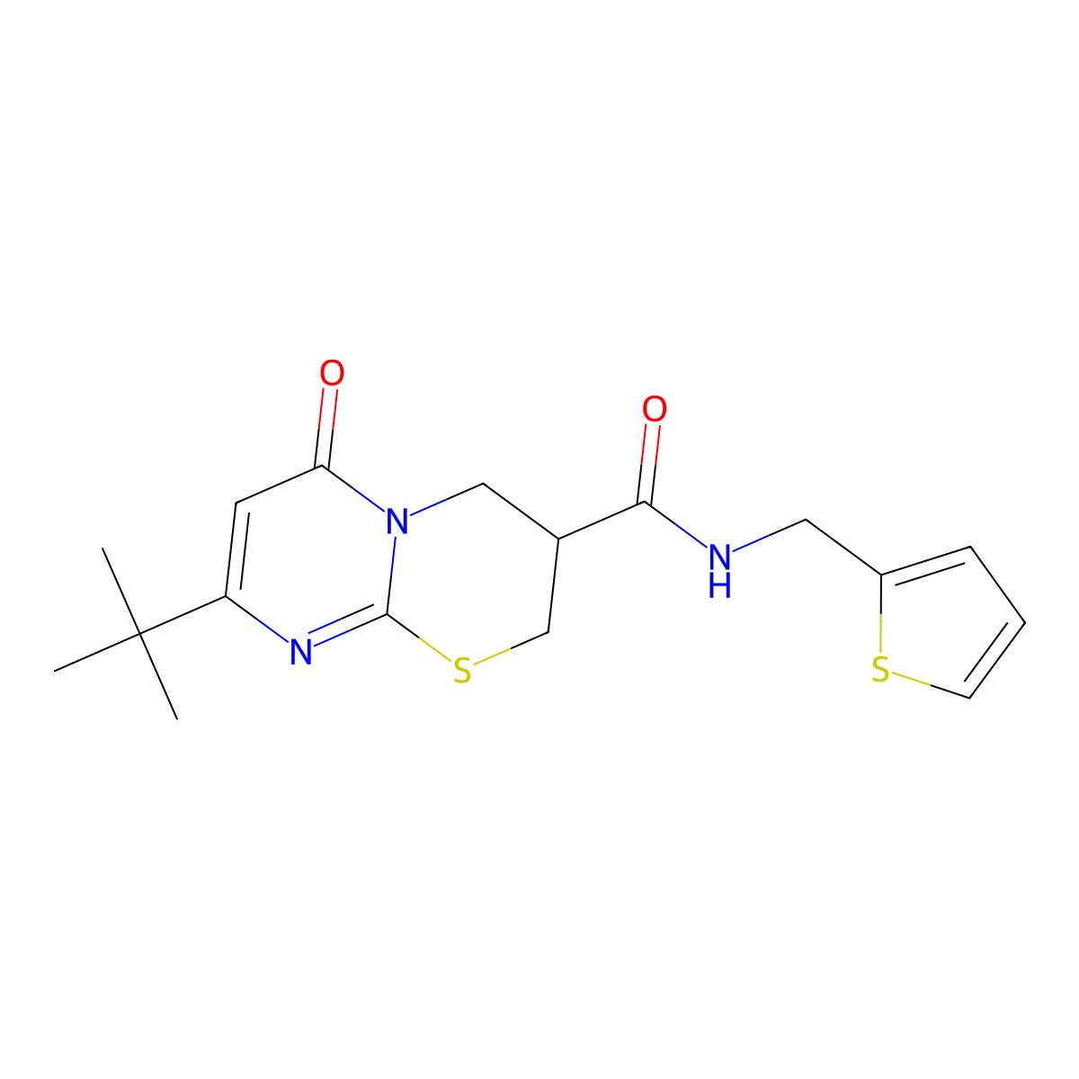 8-tert-butyl-6-oxo-N-[(thiophen-2-yl)methyl]-2H,3H,4H,6H-pyrimido[2,1-b][1,3]thiazine-3-carboxamide molecular structure, CAS 1421476-00-7