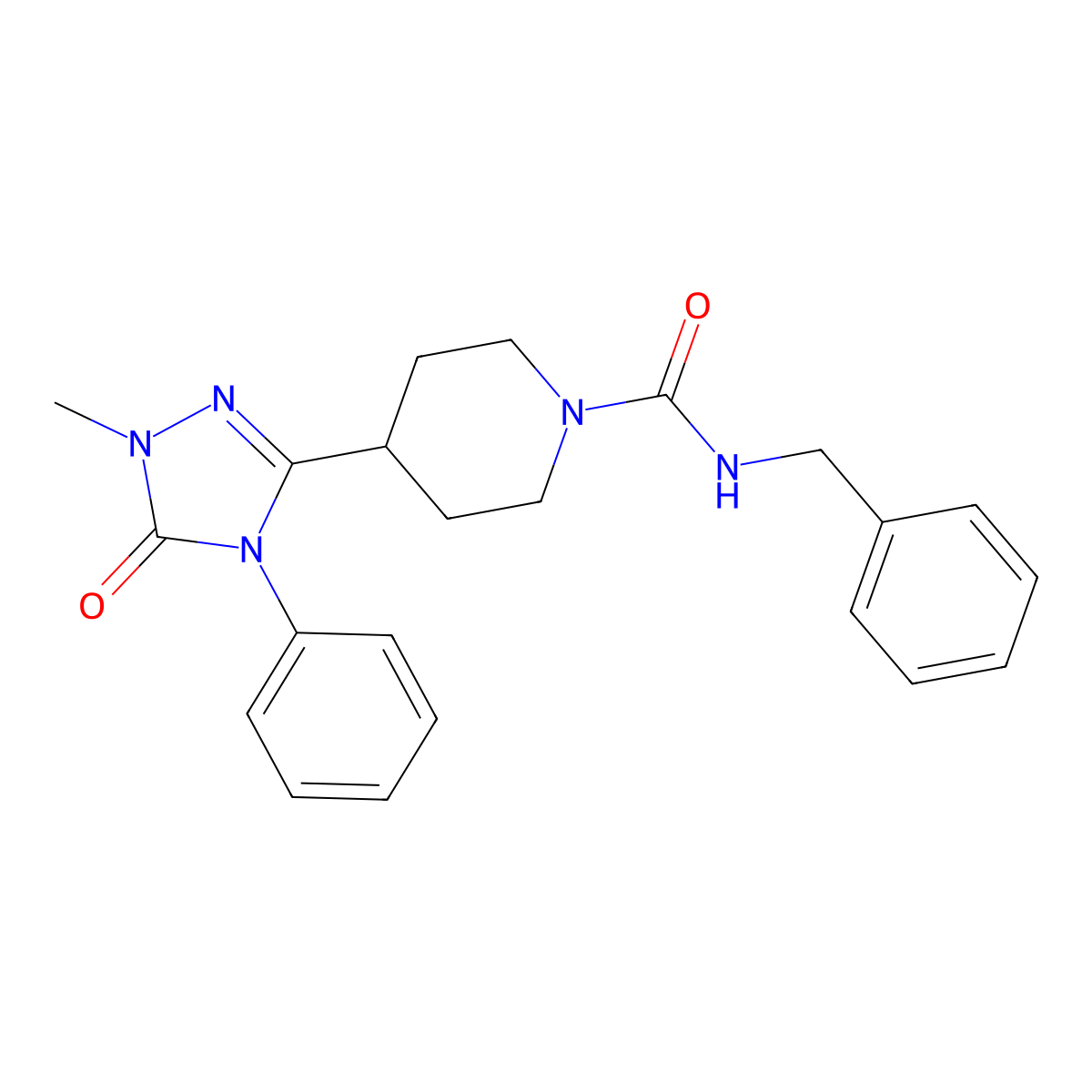 N-benzyl-4-(1-methyl-5-oxo-4-phenyl-4,5-dihydro-1H-1,2,4-triazol-3-yl)piperidine-1-carboxamide molecular structure, CAS 1421476-02-9