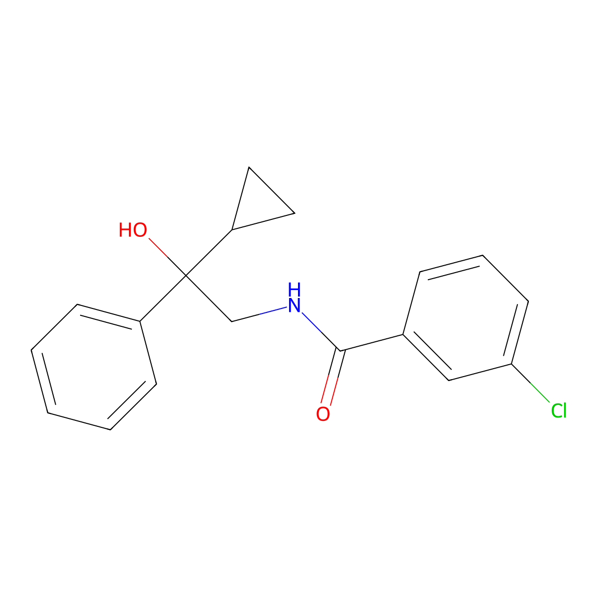 3-chloro-N-(2-cyclopropyl-2-hydroxy-2-phenylethyl)benzamide molecular structure, CAS 1421476-16-5
