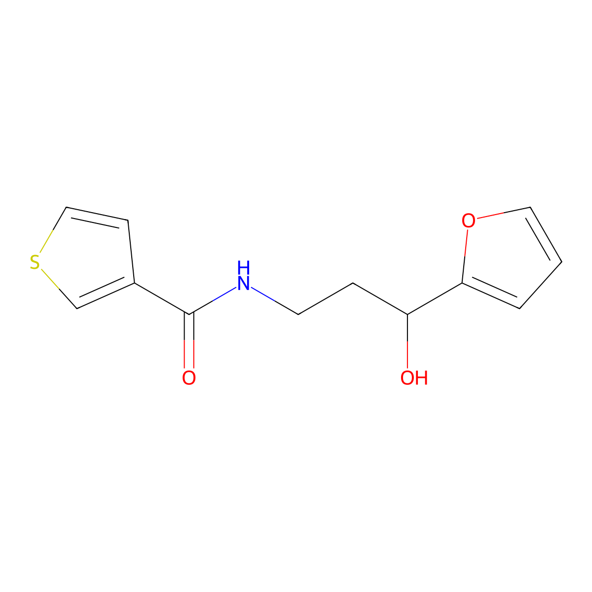 N-[3-(Furan-2-YL)-3-hydroxypropyl]thiophene-3-carboxamide molecular structure, CAS 1421476-17-6