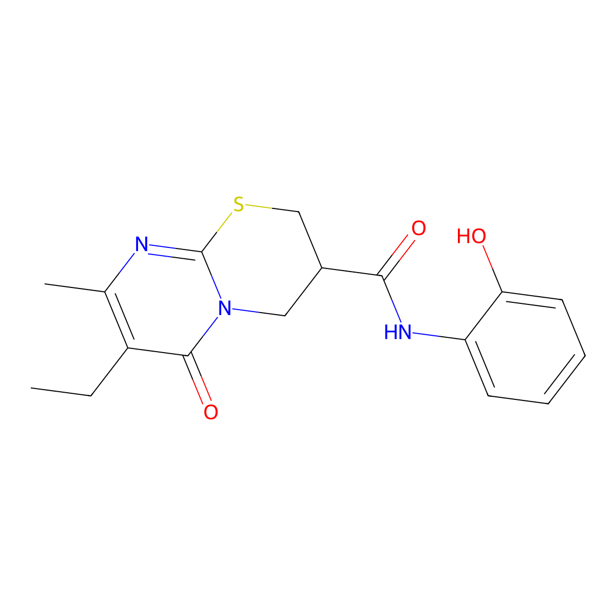 7-ethyl-N-(2-hydroxyphenyl)-8-methyl-6-oxo-2,3,4,6-tetrahydropyrimido[2,1-b][1,3]thiazine-3-carboxamide molecular structure, CAS 1421476-18-7